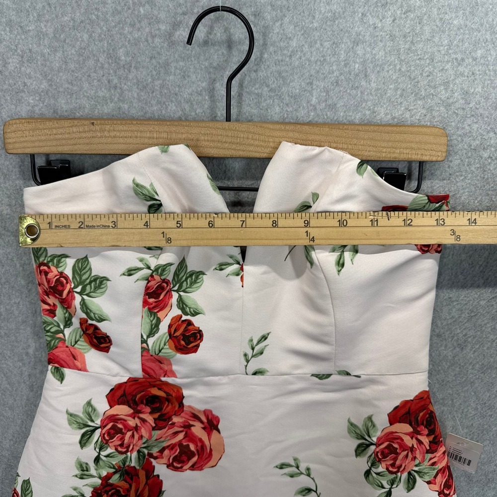 Sachin & Babi Anthropologie Nora Rose Dress Strapless Floral White Red Womens 2 - Picture 10 of 13